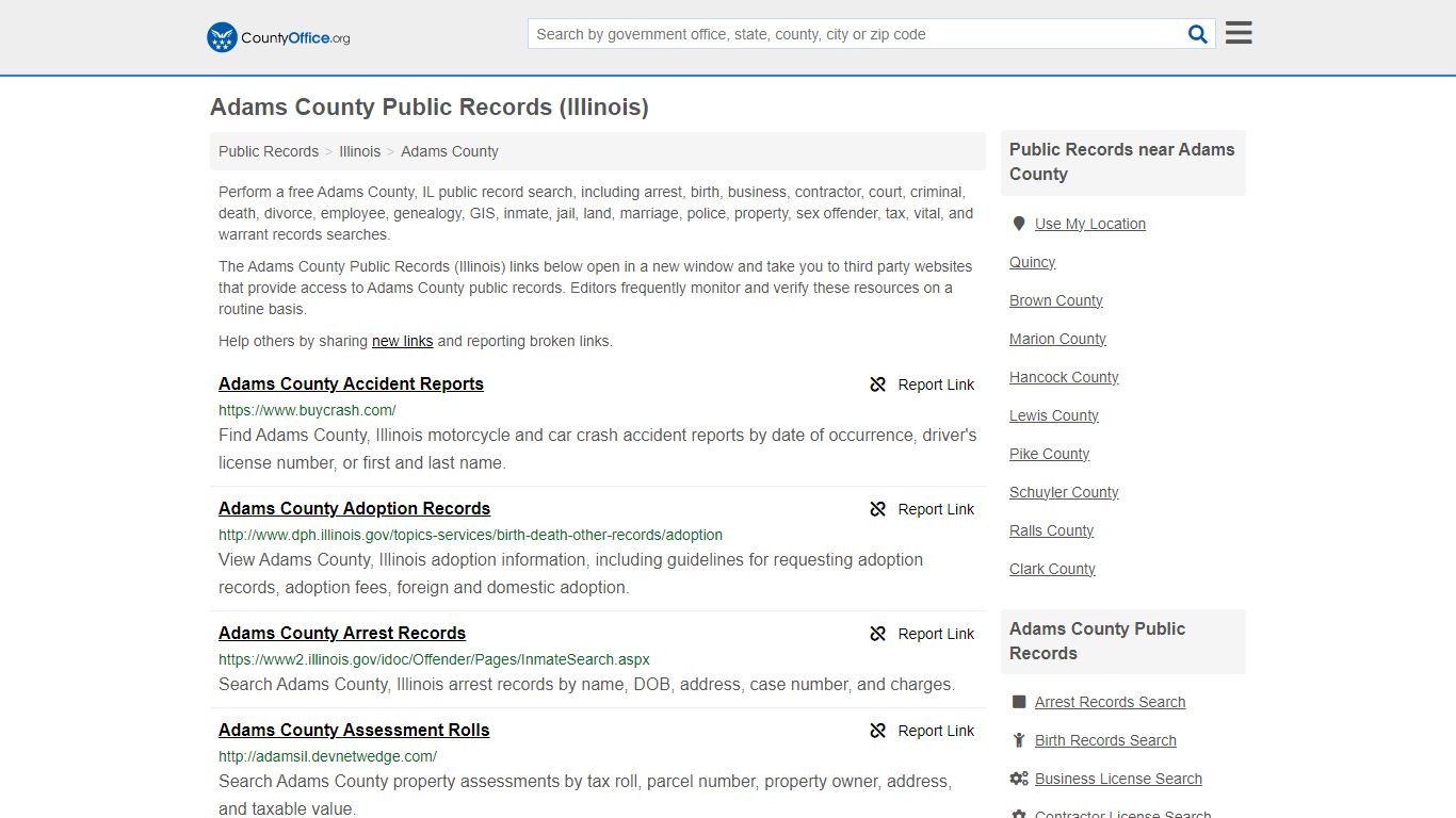 Public Records - Adams County, IL (Business, Criminal, GIS, Property ...